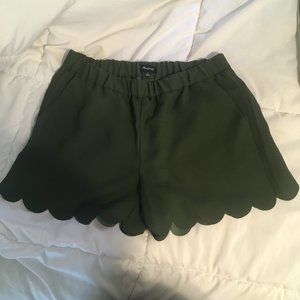 Scalloped Army Green Shorts